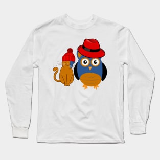 a cat and an owl lover Long Sleeve T-Shirt